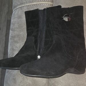 DKNY Black Suede Mid-Calf Boots